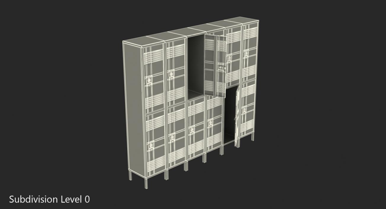 3D Commercial Lockers Two Row