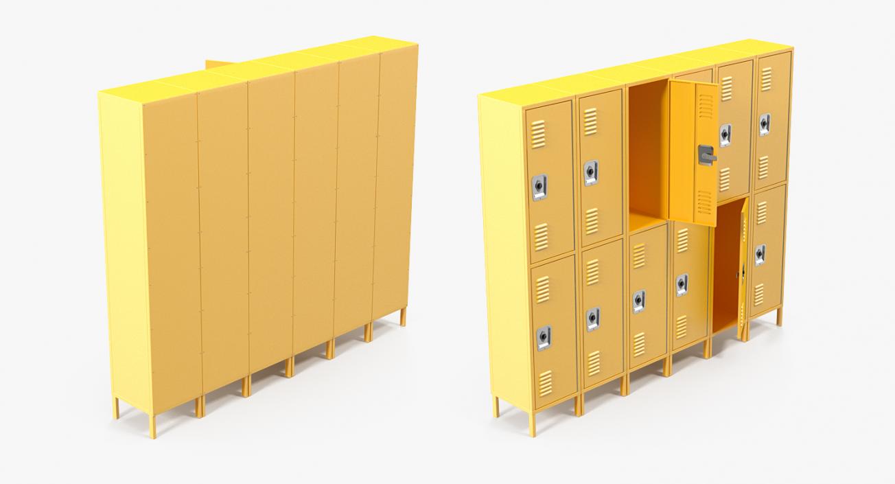 3D Commercial Lockers Two Row