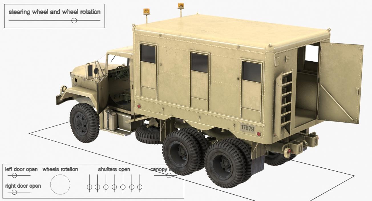 M109 Shop Van Desert Rigged 3D