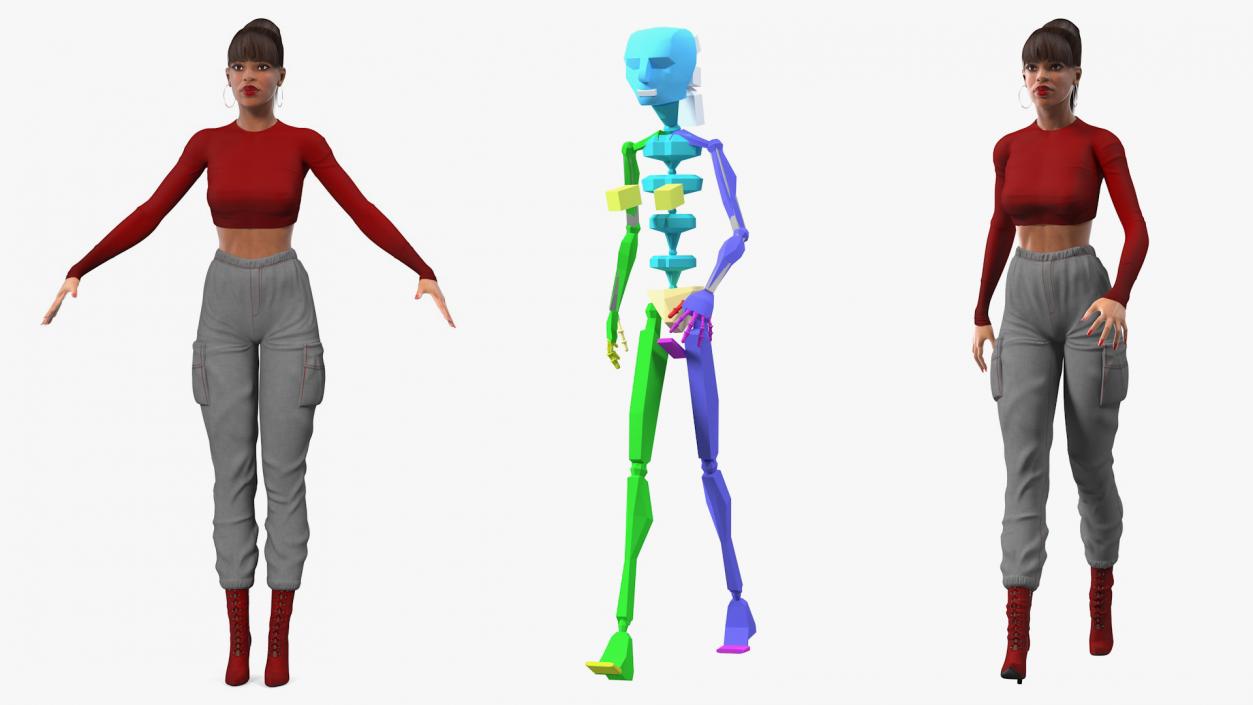 Light Skin City Style Woman Rigged 3D model