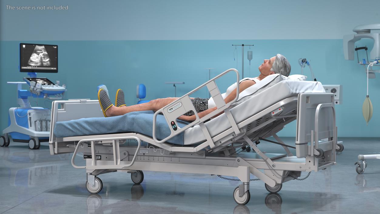 Patient on Hospital Bed 2 Rigged 3D