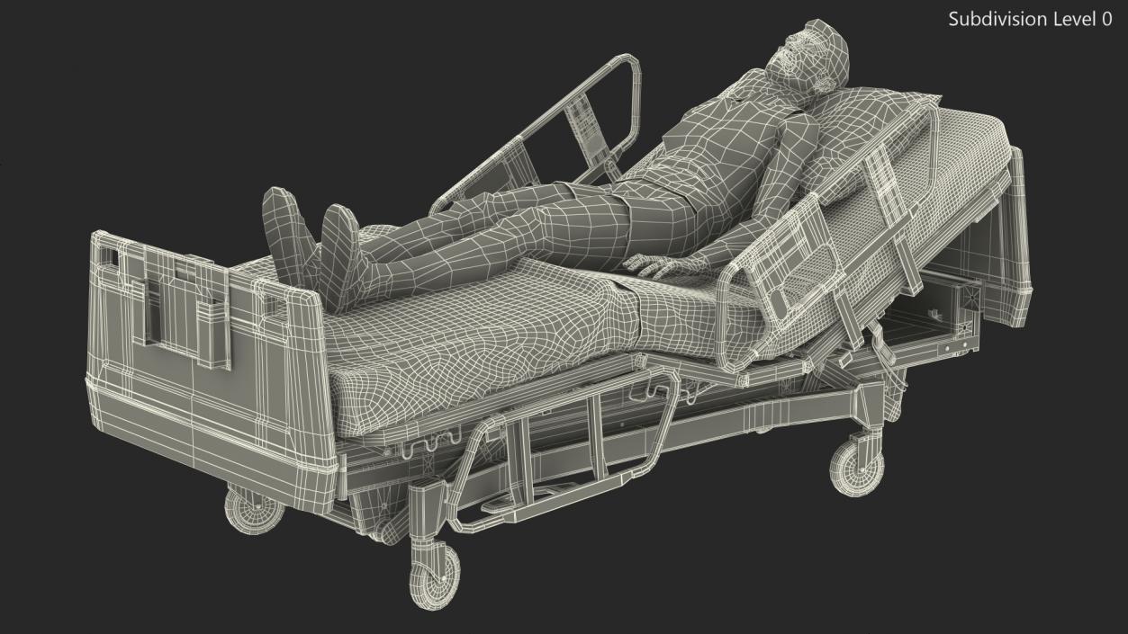 Patient on Hospital Bed 2 Rigged 3D