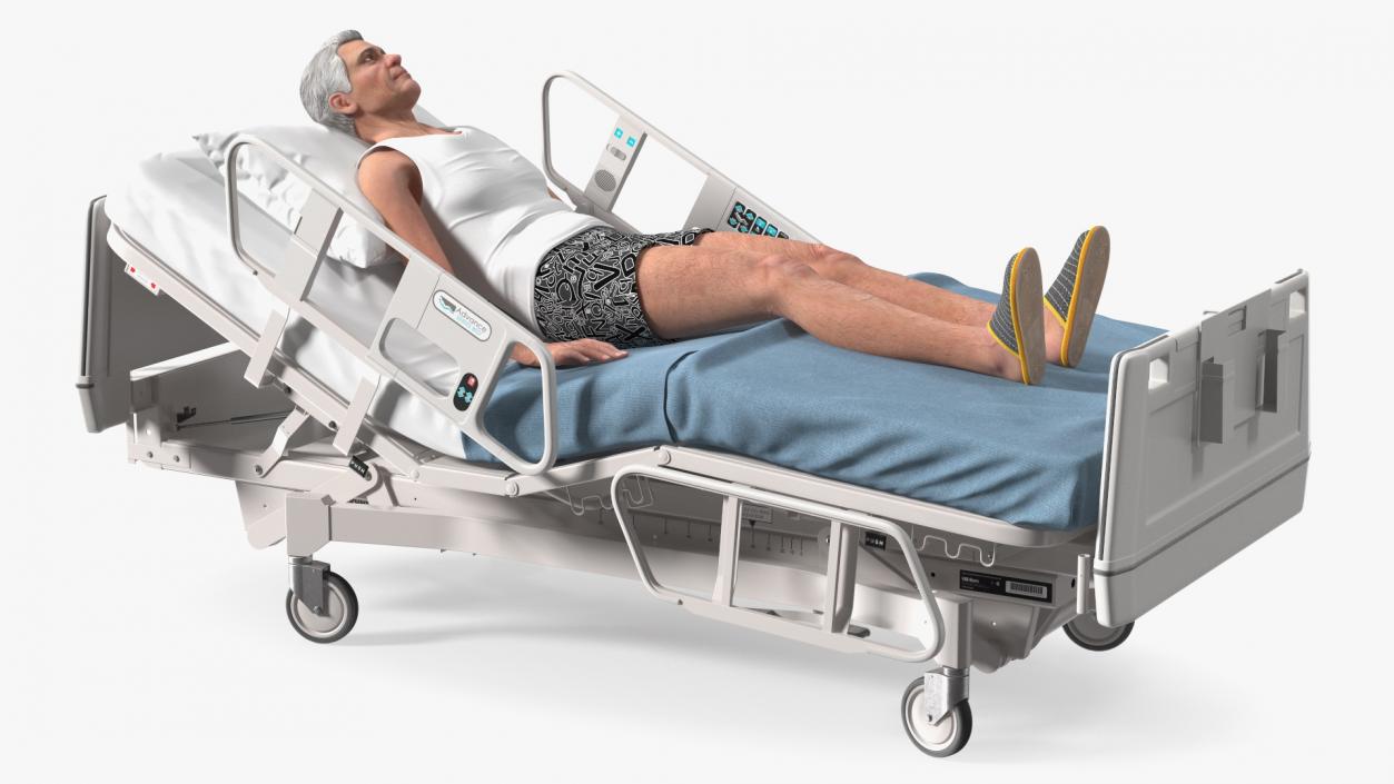 Patient on Hospital Bed 2 Rigged 3D