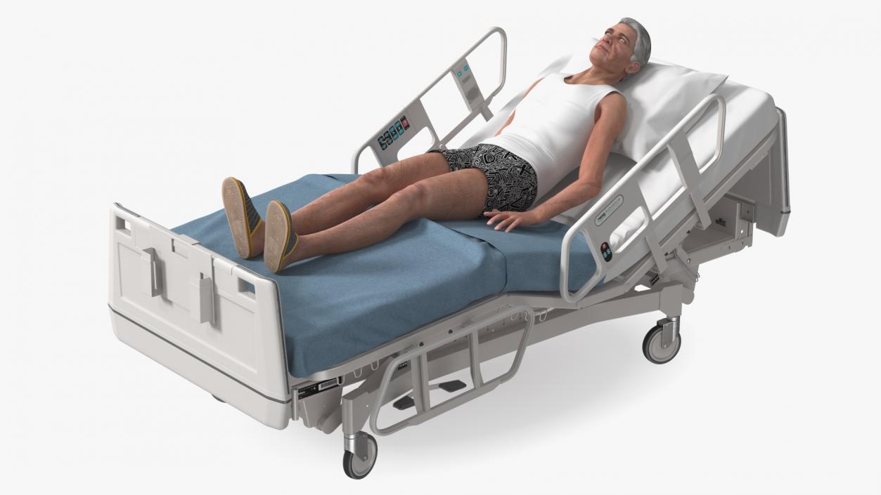 Patient on Hospital Bed 2 Rigged 3D