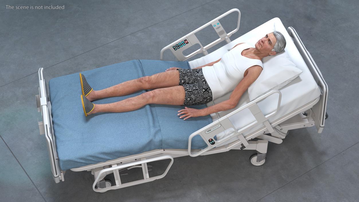 Patient on Hospital Bed 2 Rigged 3D