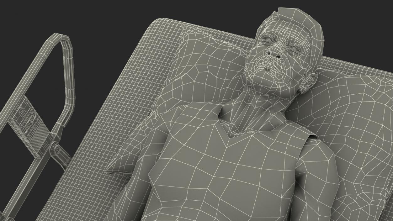 Patient on Hospital Bed 2 Rigged 3D