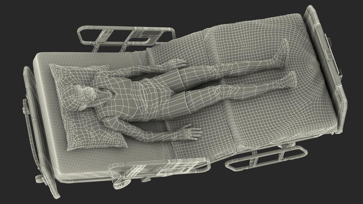 Patient on Hospital Bed 2 Rigged 3D