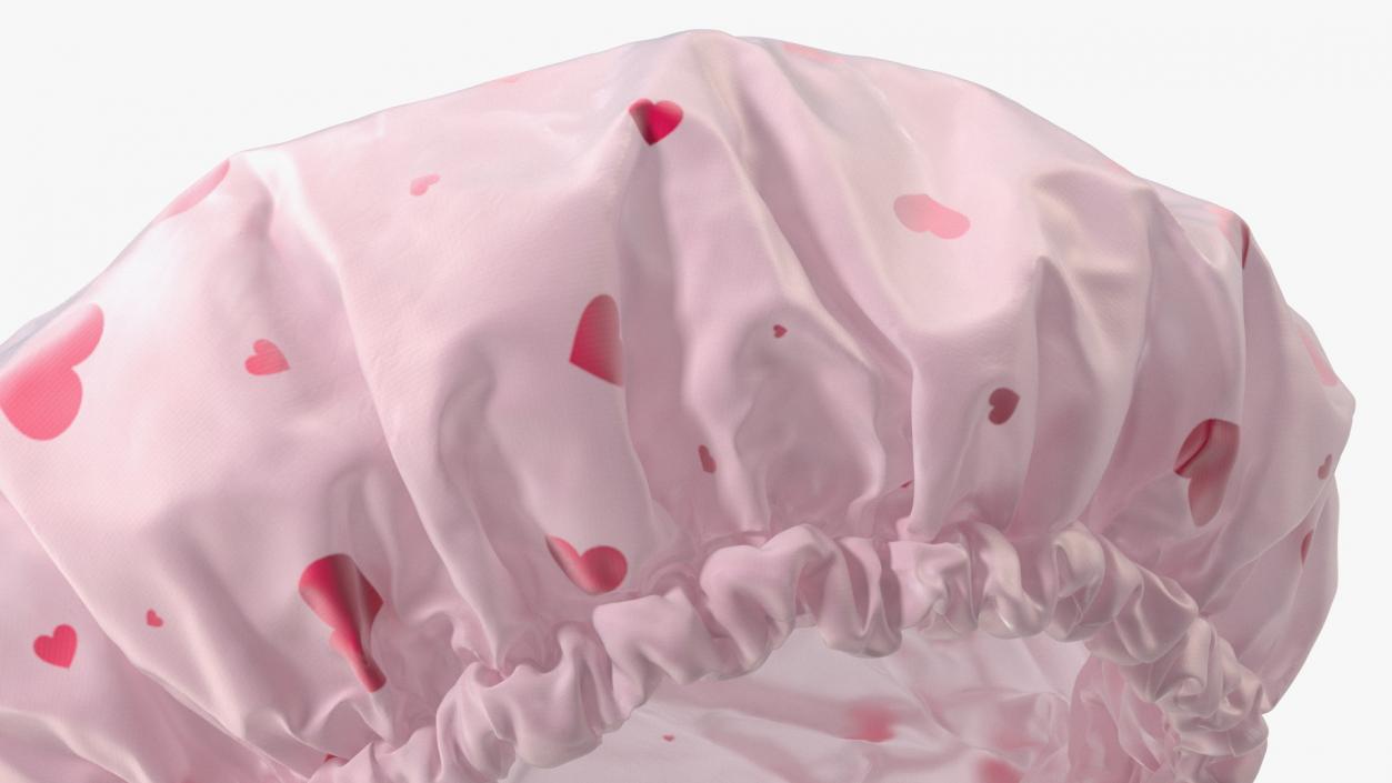 Satin Lined Shower Cap Pink Transparent 3D model