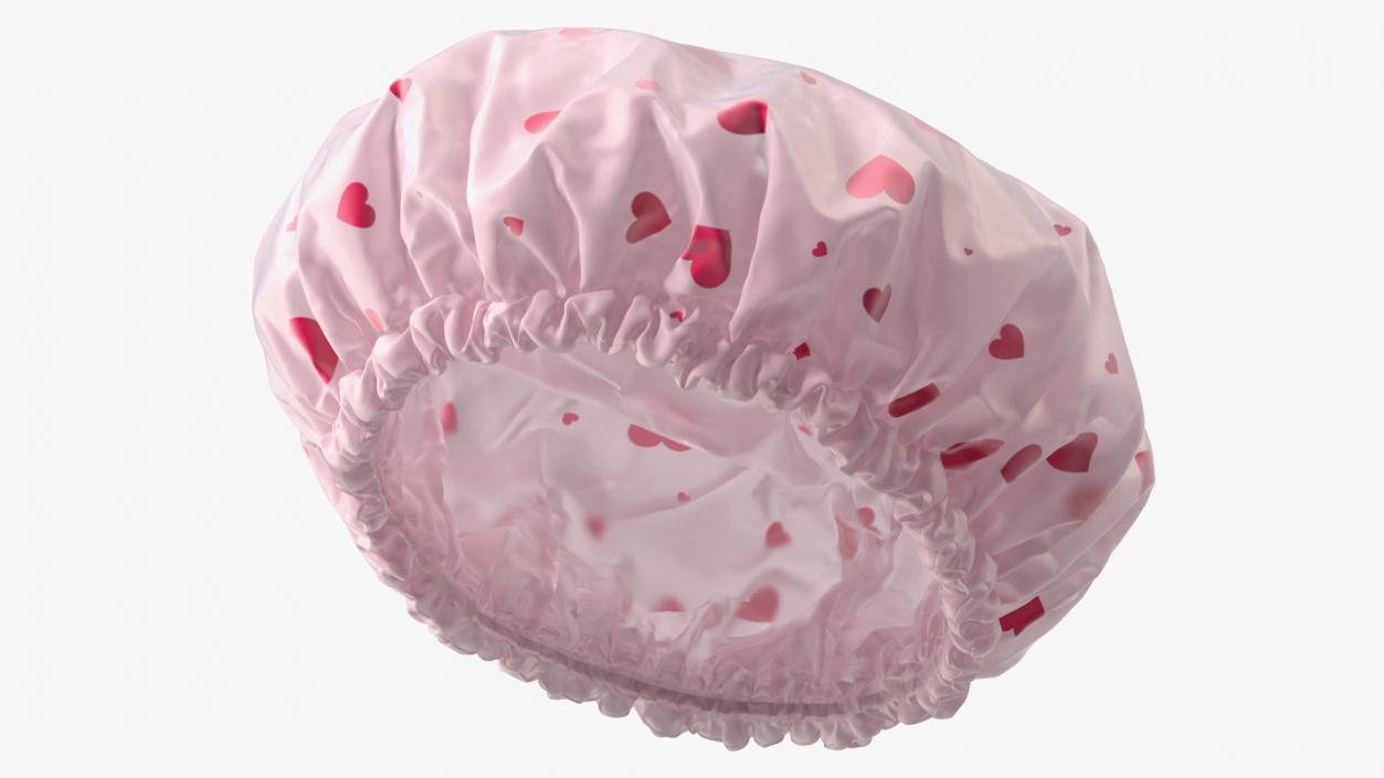 Satin Lined Shower Cap Pink Transparent 3D model