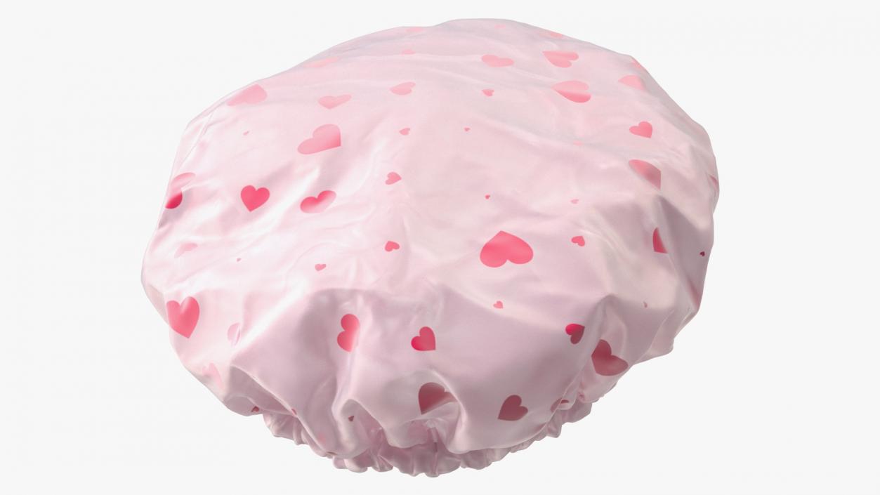 Satin Lined Shower Cap Pink Transparent 3D model