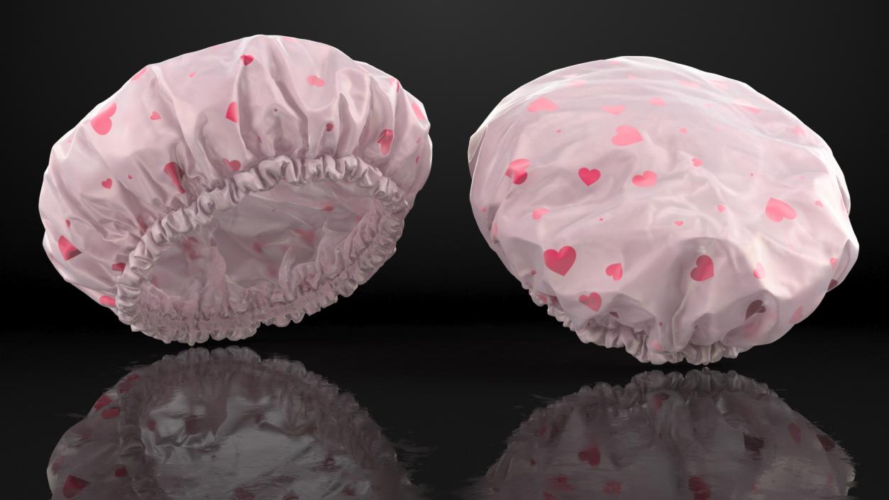 Satin Lined Shower Cap Pink Transparent 3D model