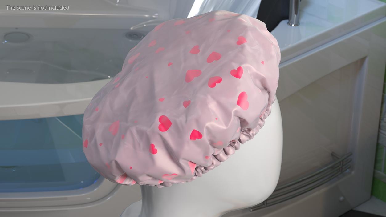 Satin Lined Shower Cap Pink Transparent 3D model