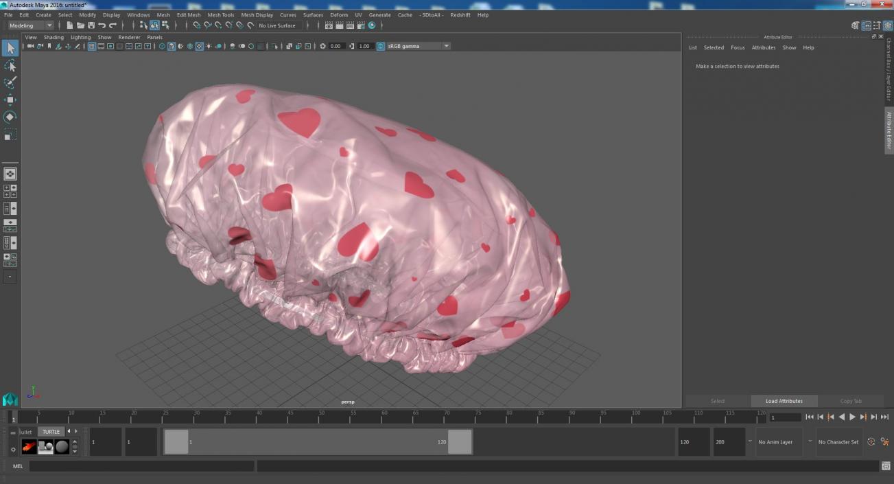 Satin Lined Shower Cap Pink Transparent 3D model