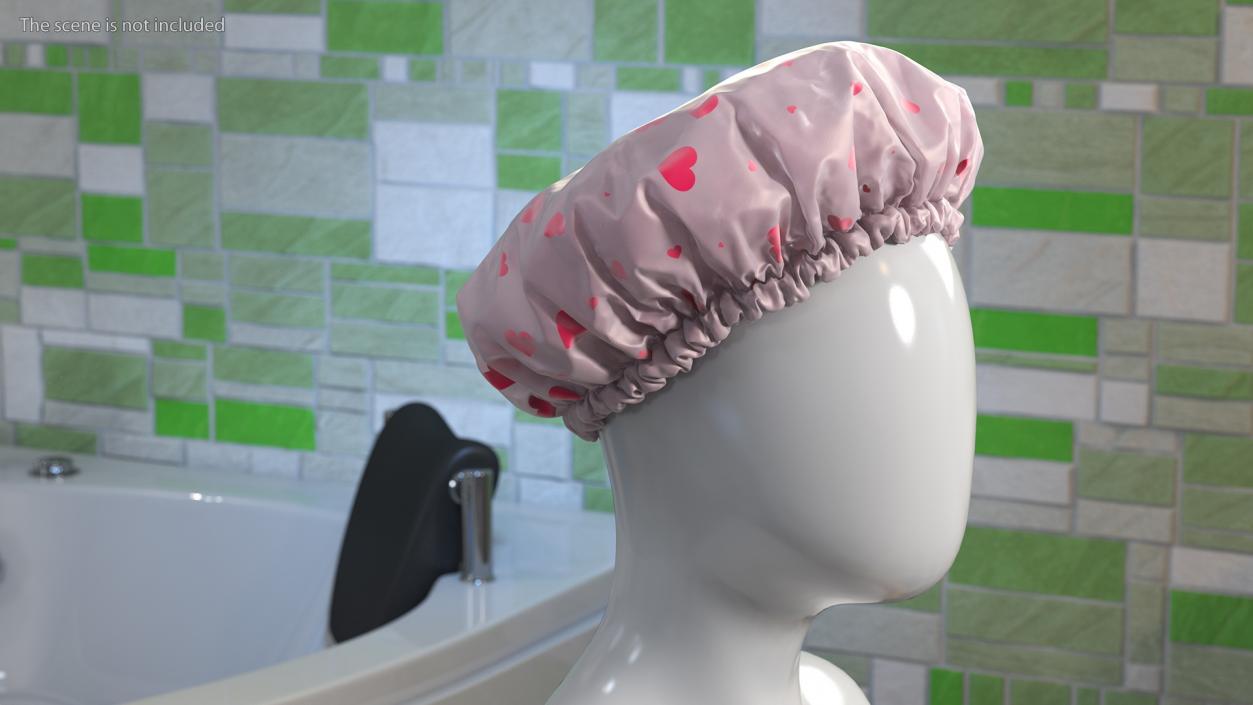 Satin Lined Shower Cap Pink Transparent 3D model