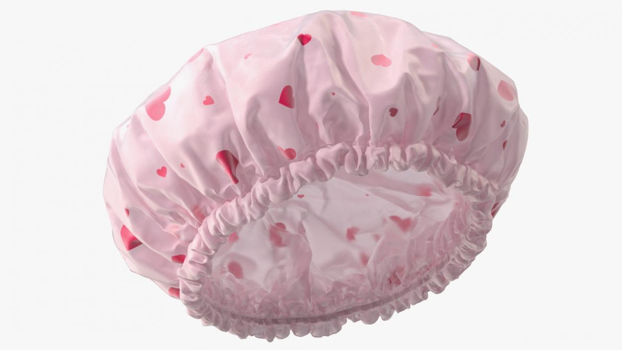 Satin Lined Shower Cap Pink Transparent 3D model