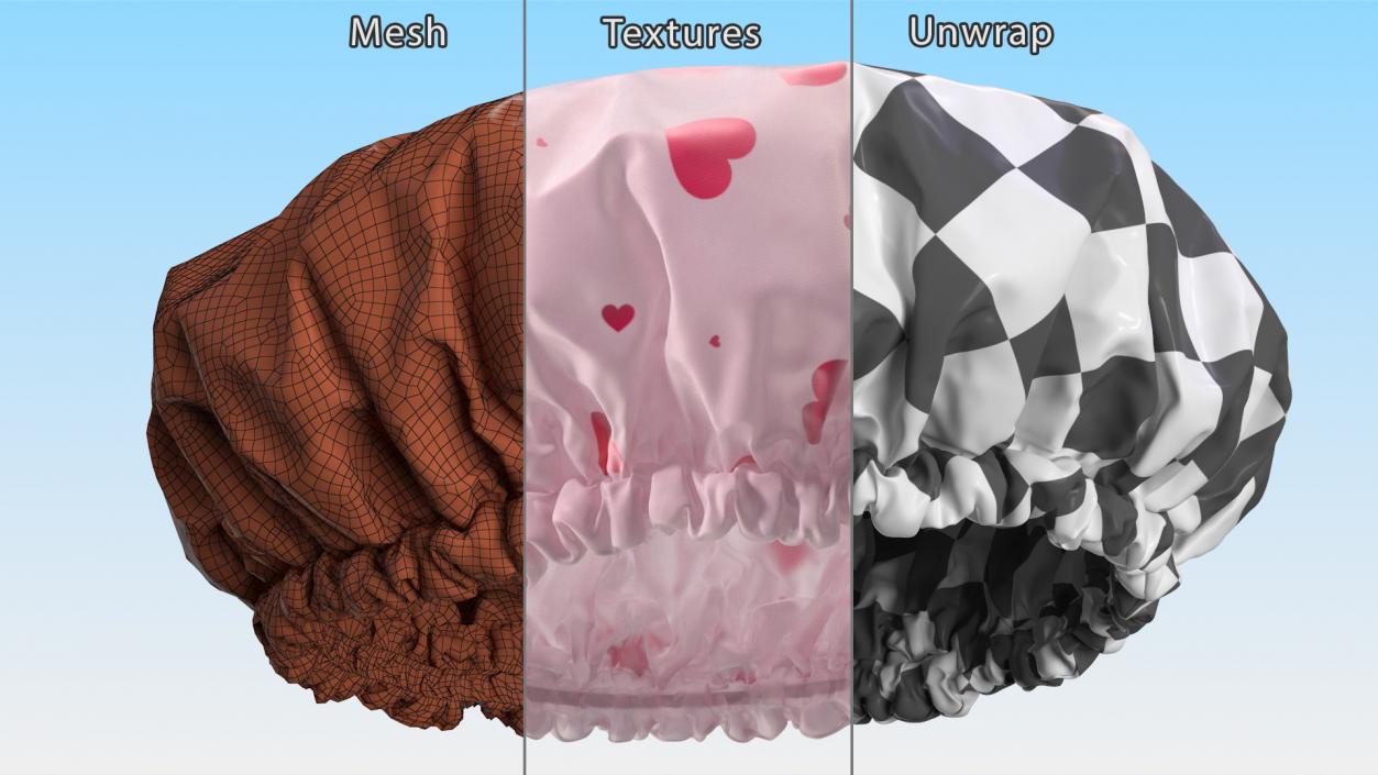 Satin Lined Shower Cap Pink Transparent 3D model