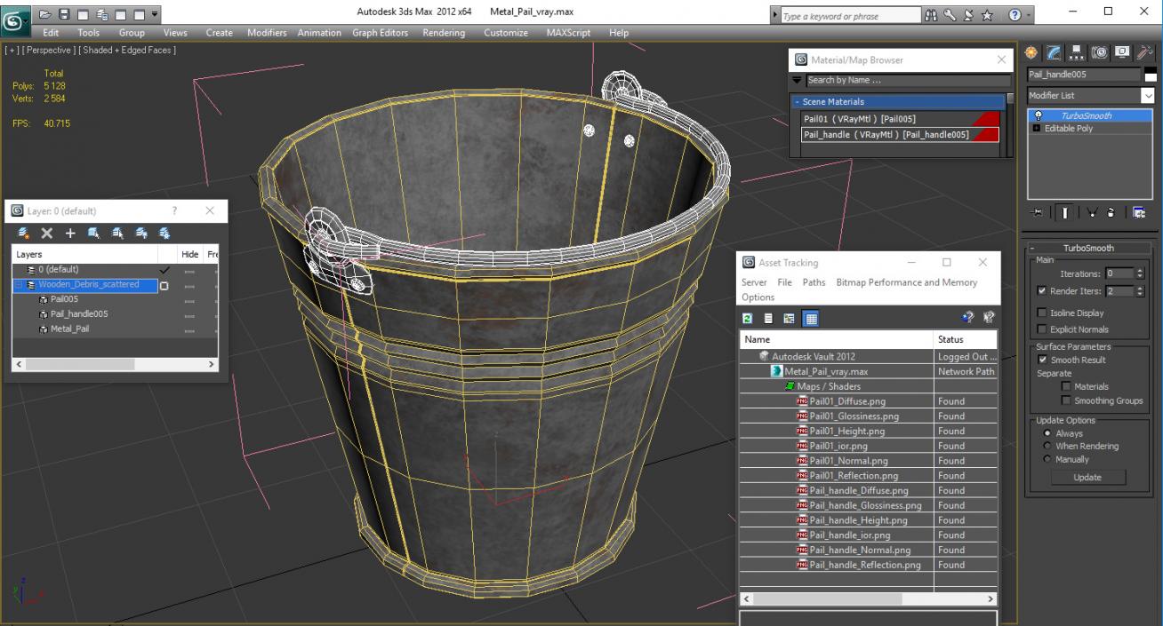 3D Old Metal Bucket