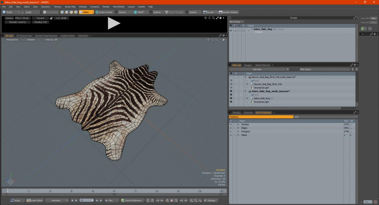 Zebra Hide Rug 3D model