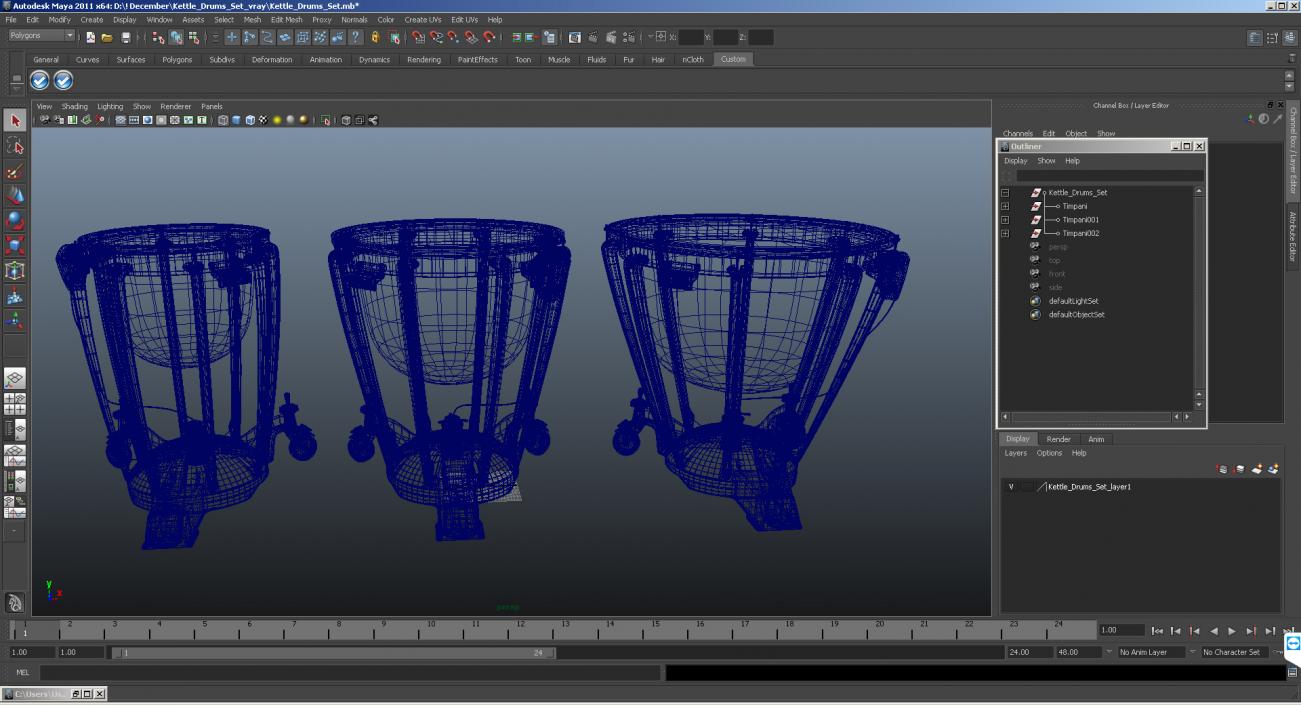 3D Kettle Drums 3D Models Set