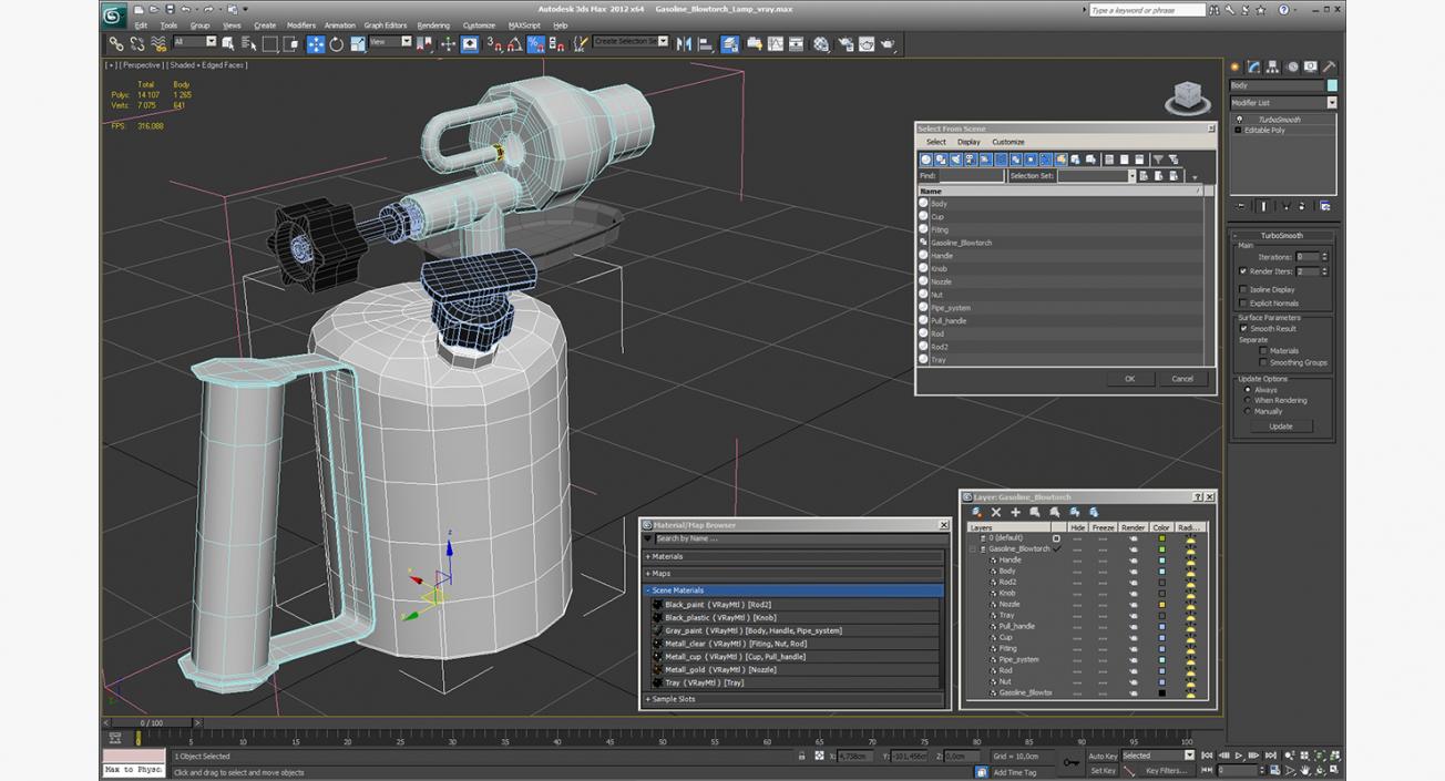 3D Gasoline Blowtorch Lamp model