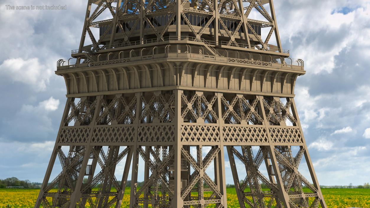 3D Eiffel Tower on Map France