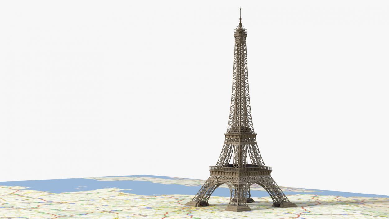 3D Eiffel Tower on Map France