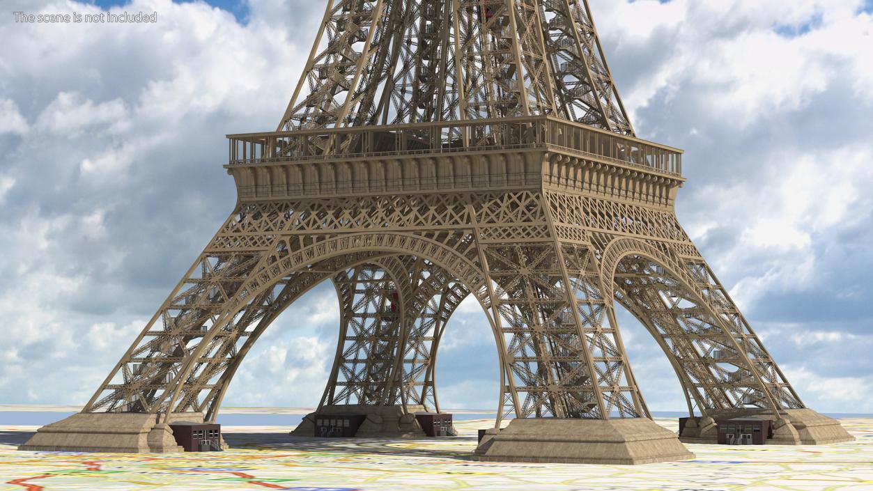 3D Eiffel Tower on Map France