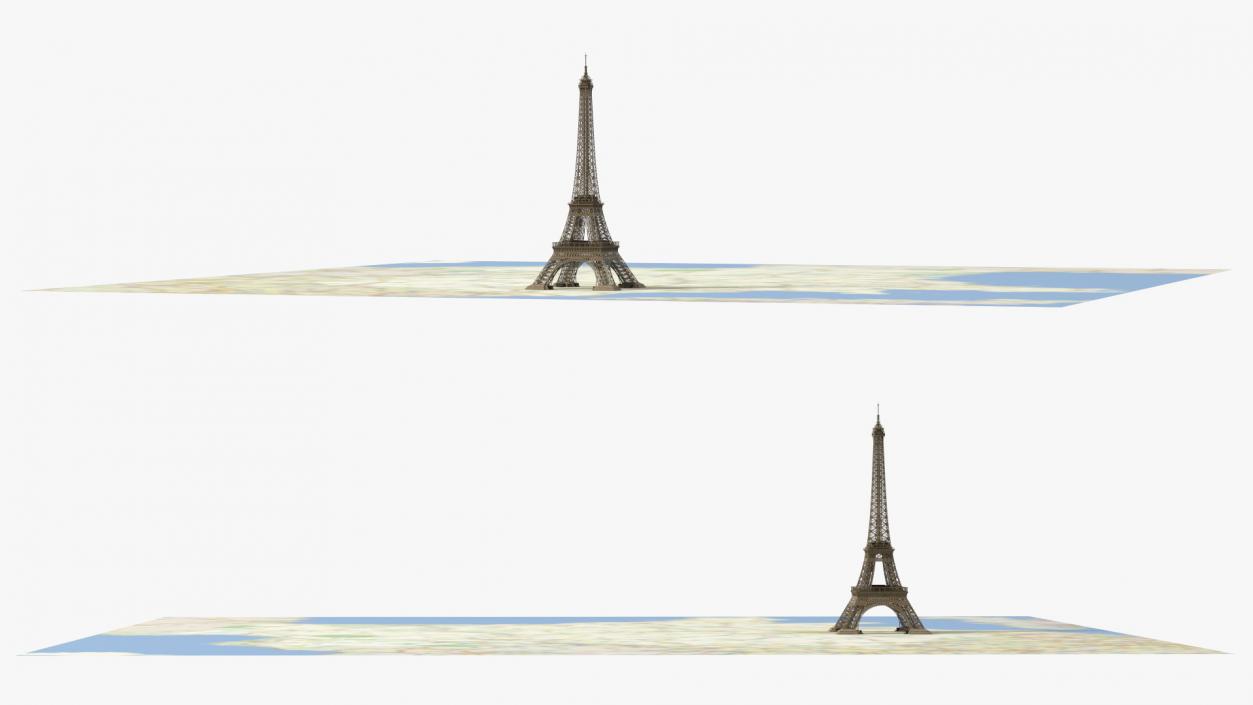 3D Eiffel Tower on Map France