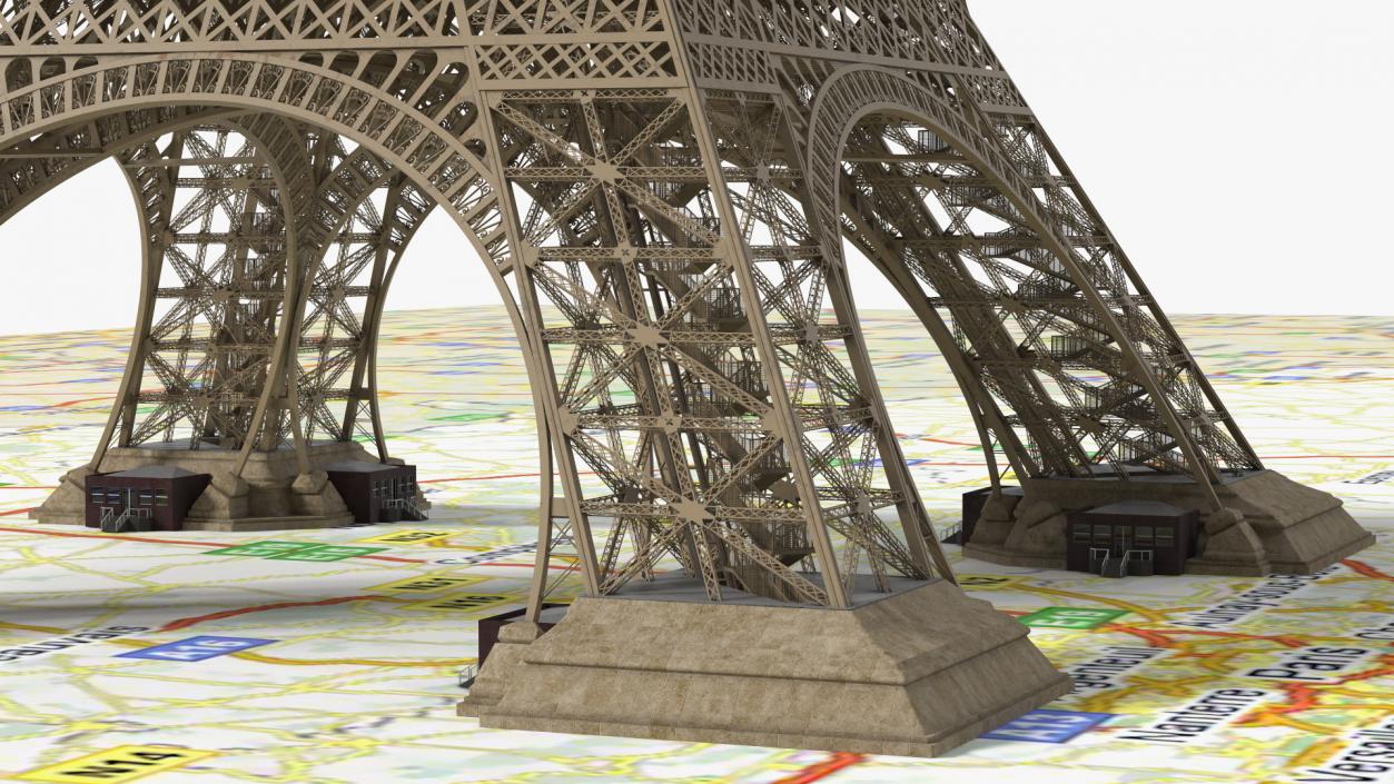 3D Eiffel Tower on Map France