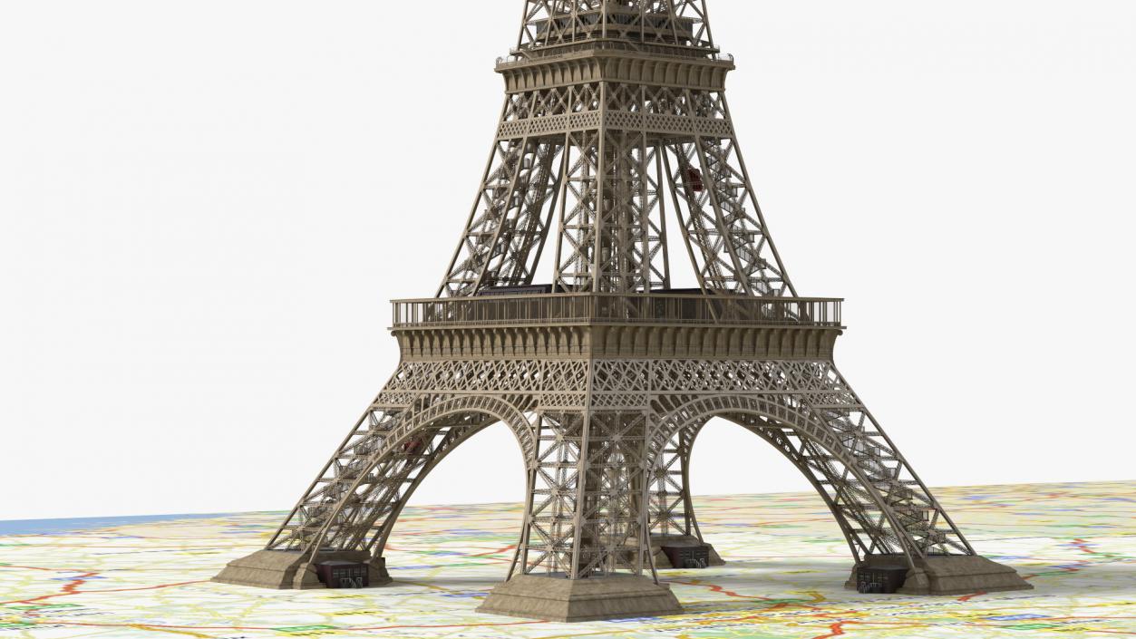 3D Eiffel Tower on Map France