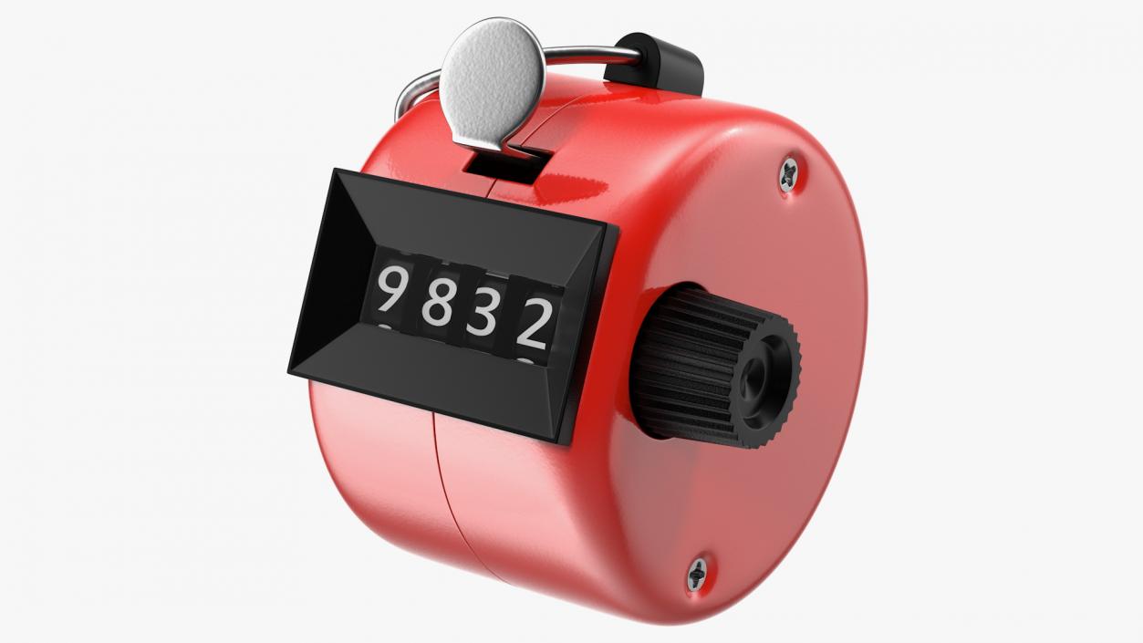 3D Mechanical Hand Tally Counter Red model