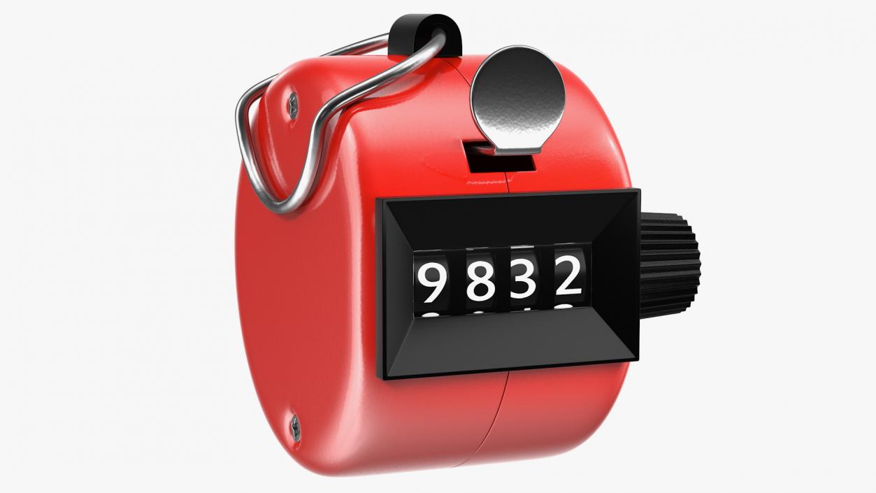 3D Mechanical Hand Tally Counter Red model