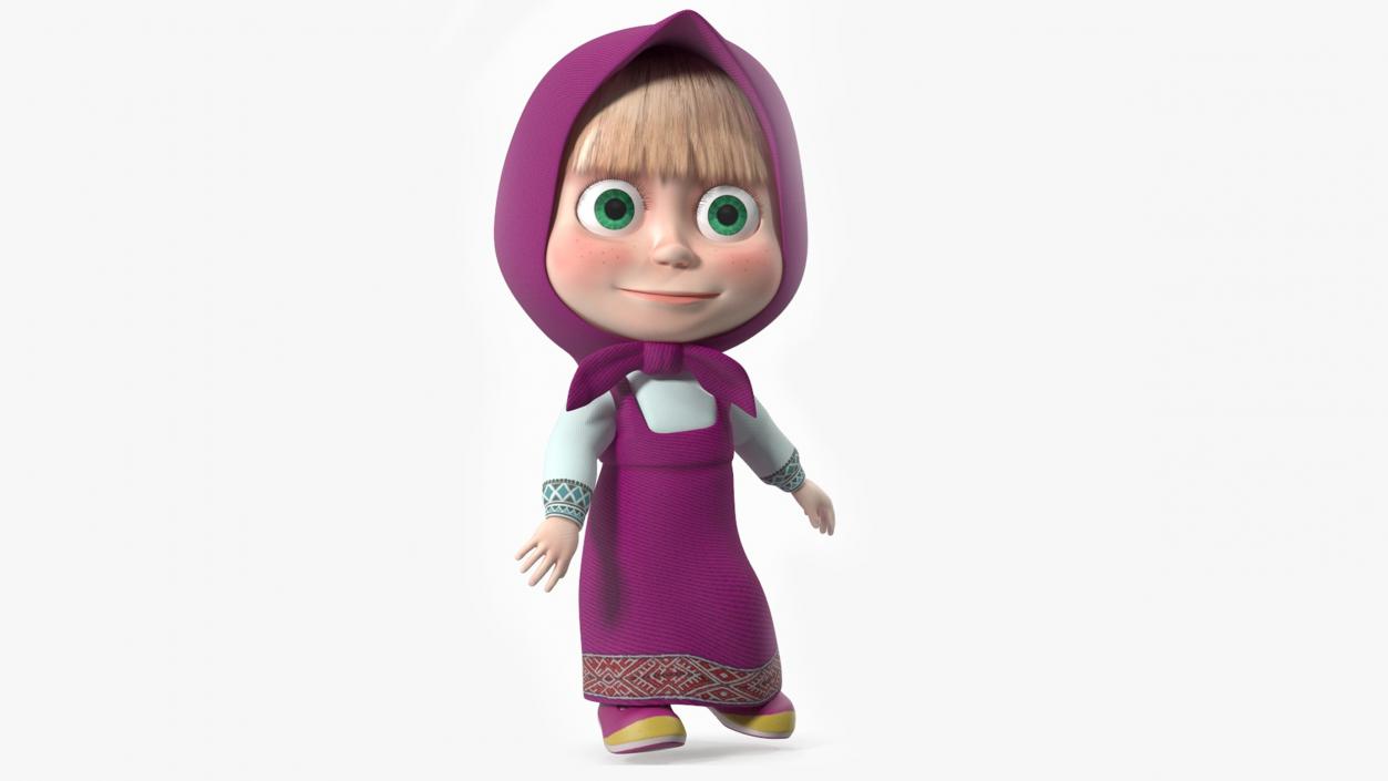 Cartoon Character Masha Rigged for Cinema 4D 3D model