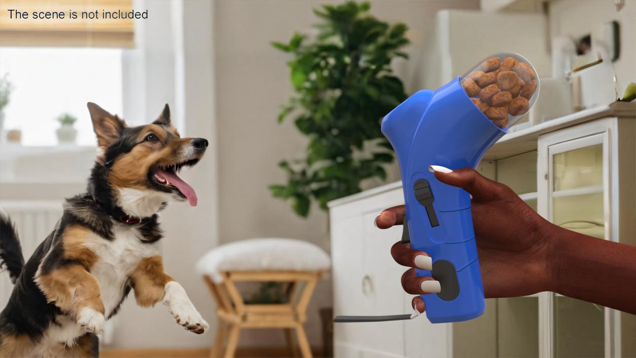 3D Pet Treat Launcher Blue with Food model