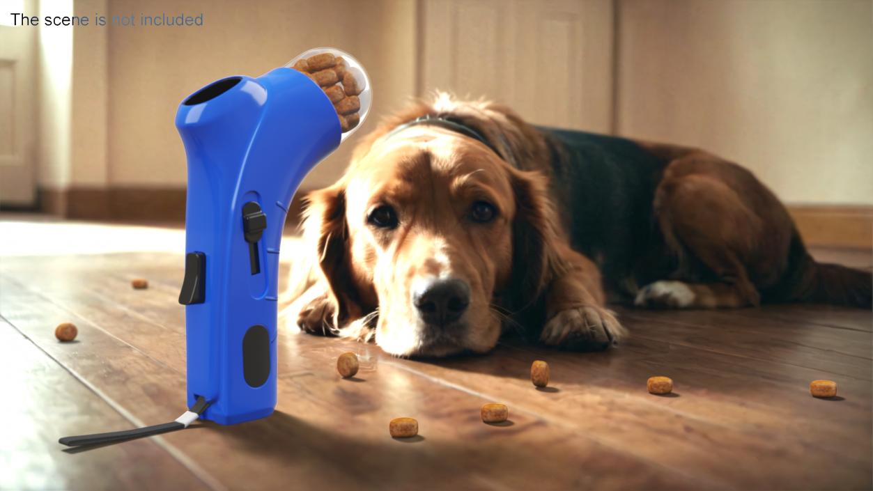 3D Pet Treat Launcher Blue with Food model