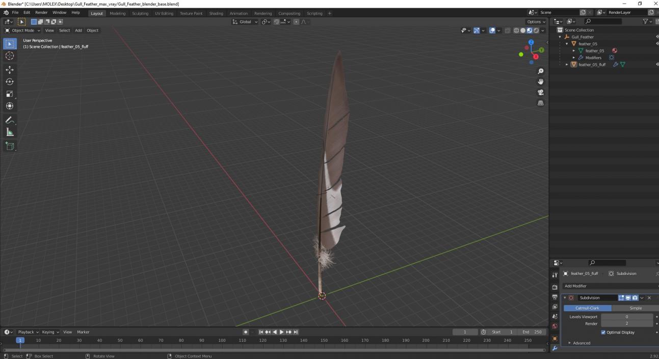 Gull Feather 3D