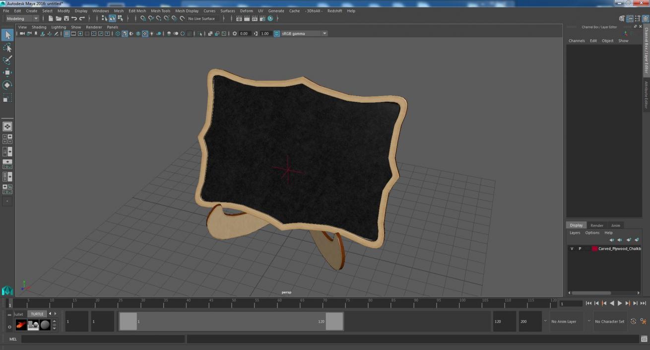 Carved Plywood Chalkboard on Stand 3D model
