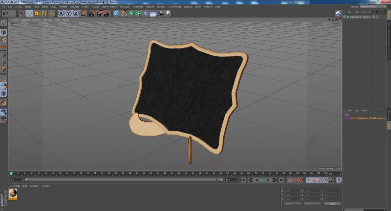Carved Plywood Chalkboard on Stand 3D model