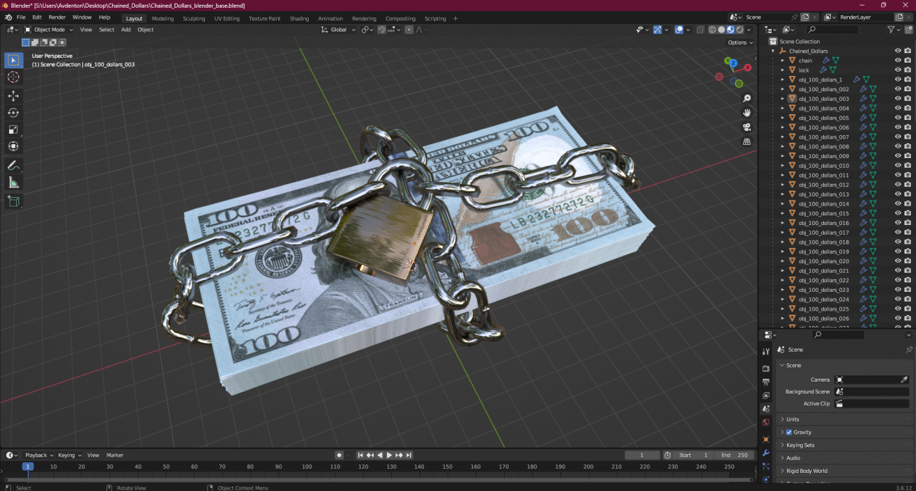 3D model Chained Dollars