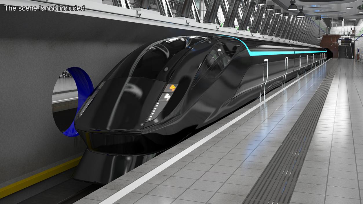 Futuristic Train with Cars Black 3D