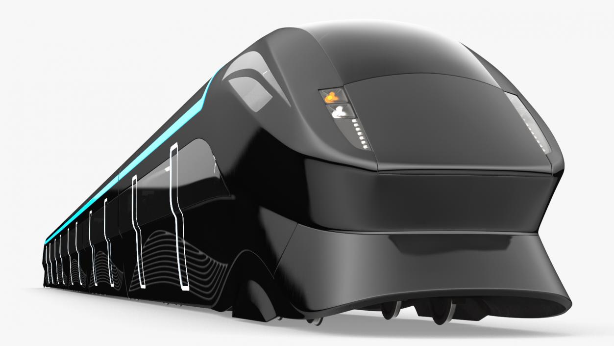 Futuristic Train with Cars Black 3D