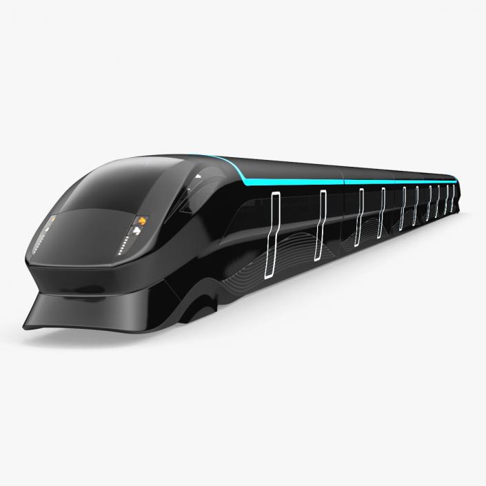 Futuristic Train with Cars Black 3D