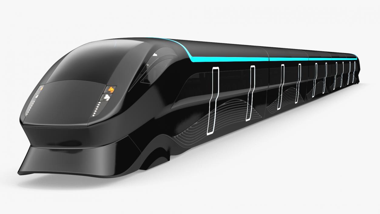 Futuristic Train with Cars Black 3D