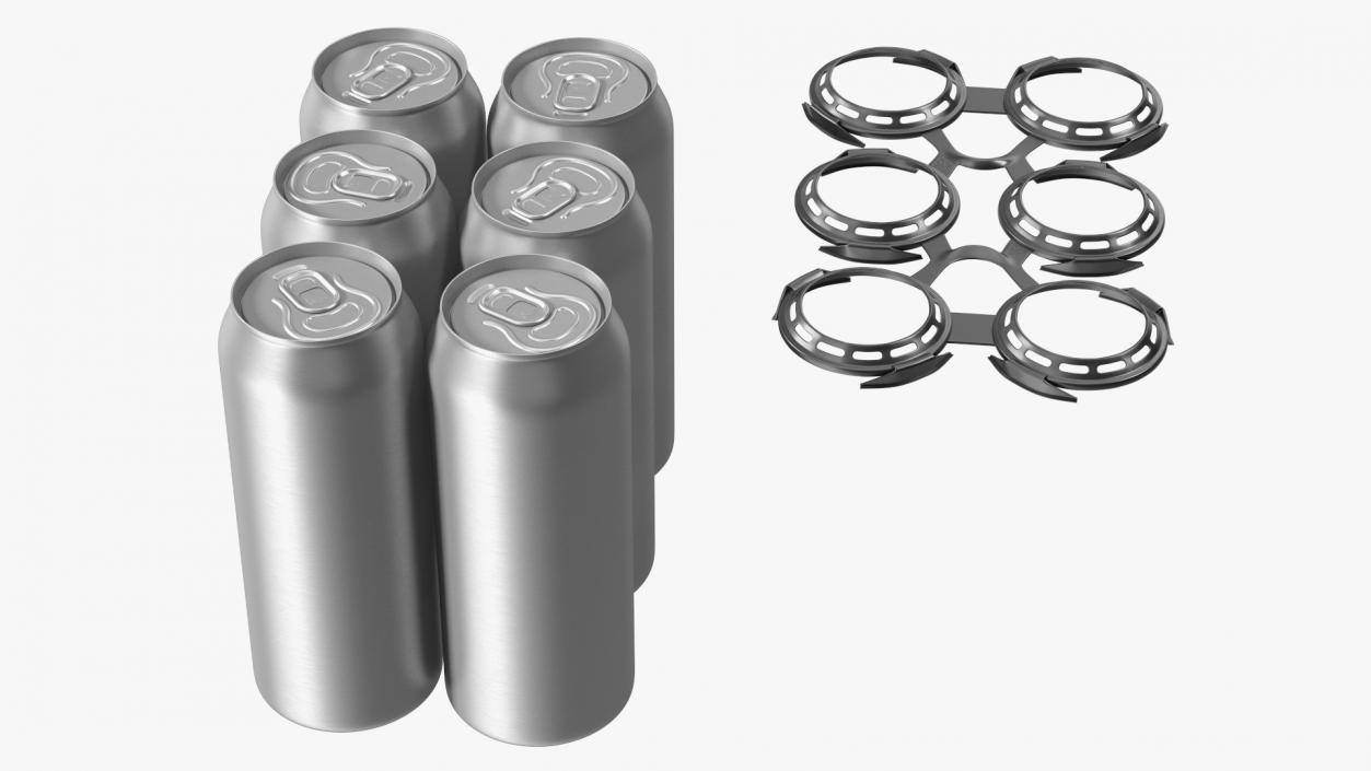 3D 6 Pack Plastic Beer Can Carrier