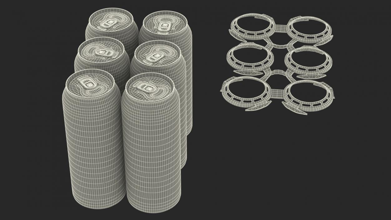 3D 6 Pack Plastic Beer Can Carrier