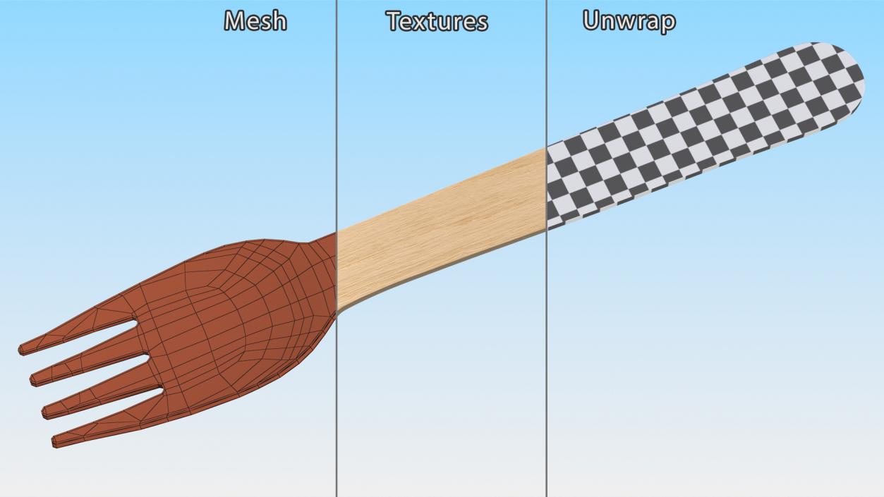 Disposable Wooden Fork 3D