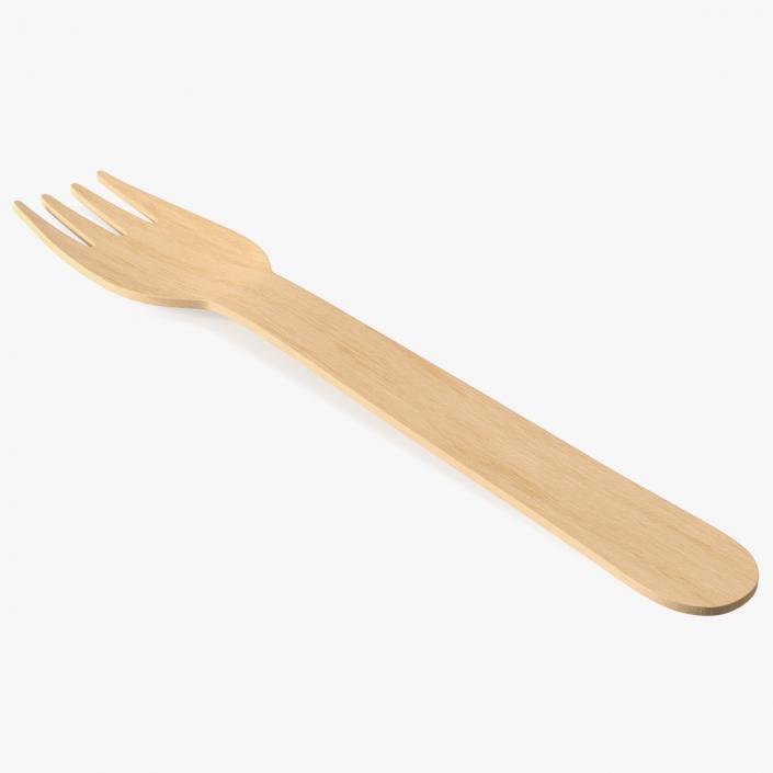 Disposable Wooden Fork 3D