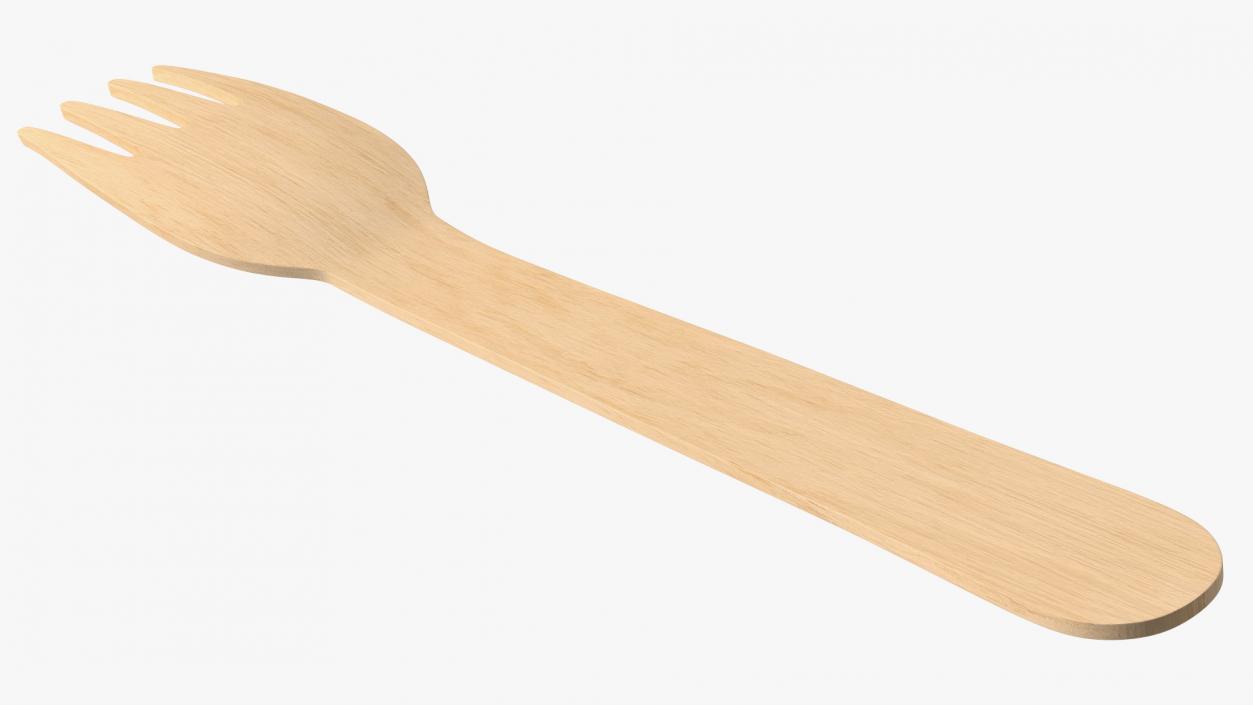 Disposable Wooden Fork 3D