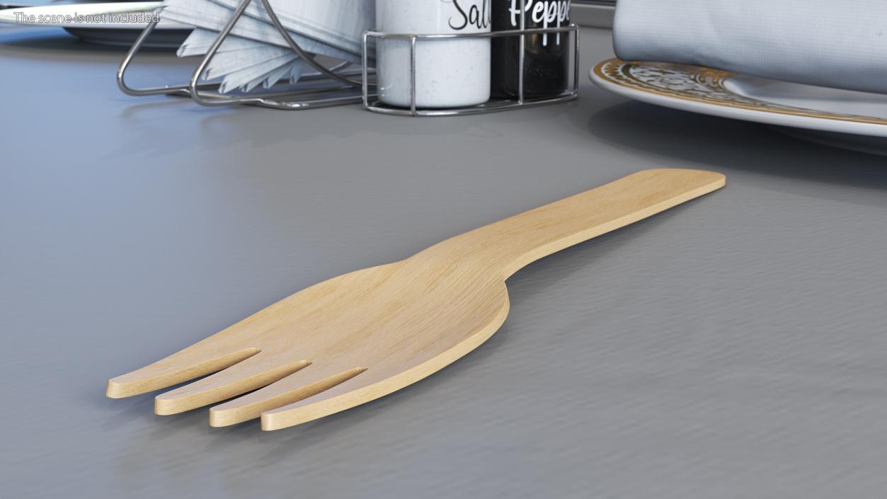 Disposable Wooden Fork 3D