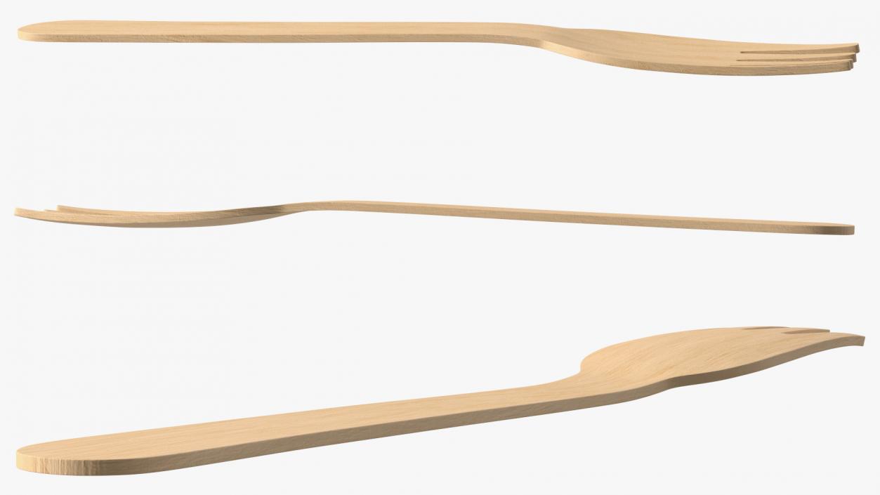 Disposable Wooden Fork 3D